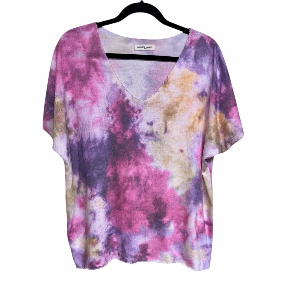 Alexandre Laurent Paris Tie-Dye Knit V-Neck Top Women's O/S